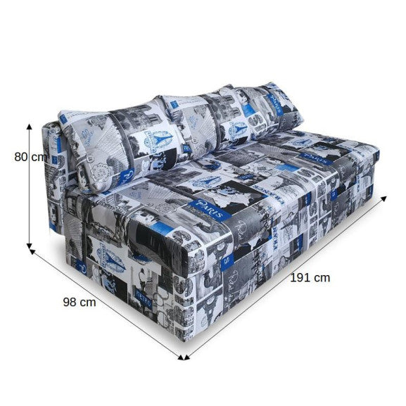 Canapea Extensibila Cu Lada Depozitare Vario Paris, Multicolor, 191 x 98 x 80 Cm