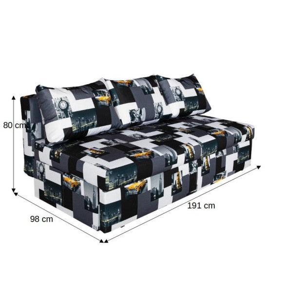 Canapea Extensibila Cu Lada Depozitare Vario Taxi, Multicolor, 191 x 98 x 80 Cm