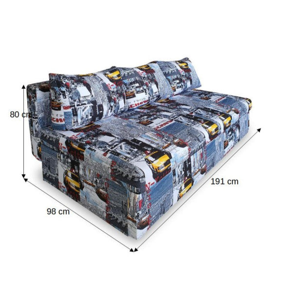 Canapea Extensibila Cu Lada Depozitare Vario Taxi Ny City, Multicolor, 191 x 98 x 80 Cm