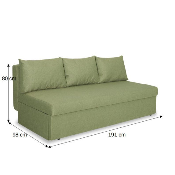 Canapea Extensibila Cu Lada Depozitare Vario, Verde, 191 x 98 x 80 Cm