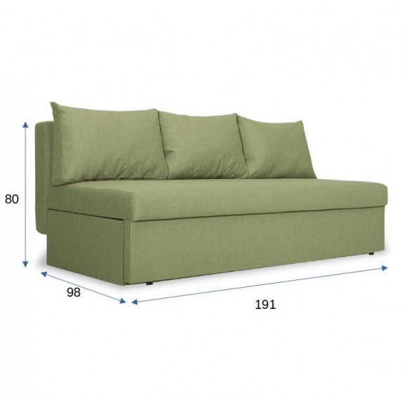 Canapea Extensibila Cu Lada Depozitare Vario, Verde, 191 x 98 x 80 Cm