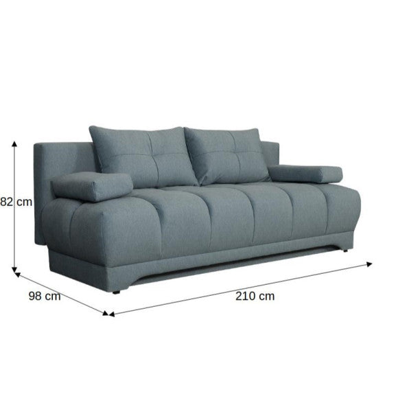 Canapea Extensibila Dali, 3 Locuri, Lada Depozitare, Albastru, 210 Cm