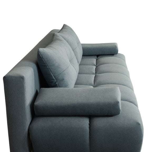 Canapea Extensibila Dali, 3 Locuri, Lada Depozitare, Albastru, 210 Cm