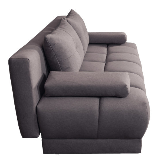 Canapea Extensibila Dali, 3 Locuri, Lada Depozitare, Gri, 210 Cm