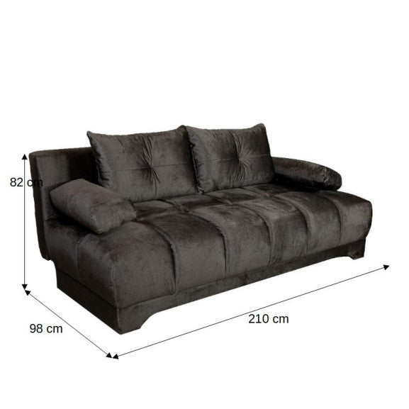 Canapea Extensibila Dali, 3 Locuri, Lada Depozitare, Gri Inchis, 210 Cm