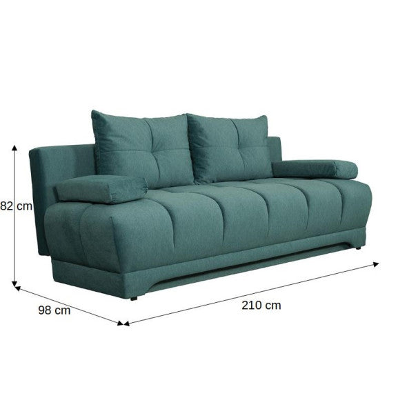 Canapea Extensibila Dali, 3 Locuri, Lada Depozitare, Verde, 210 Cm