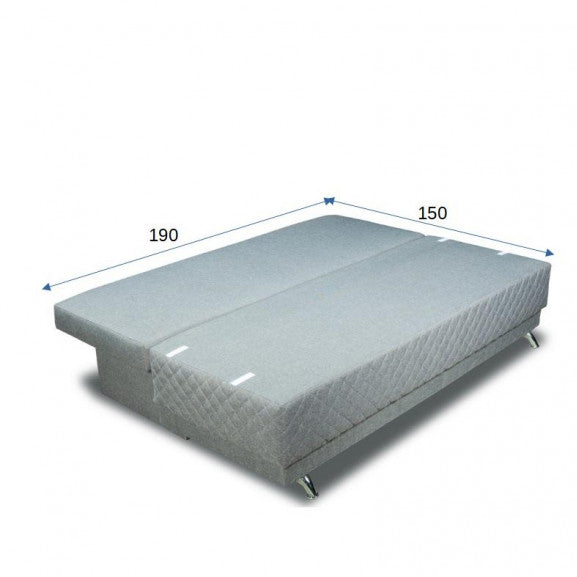 Canapea Extensibila Karla, 3 Locuri, Click Clack, Cu Lada De Depozitare, Argintiu, 212 x 95 x 79 Cm