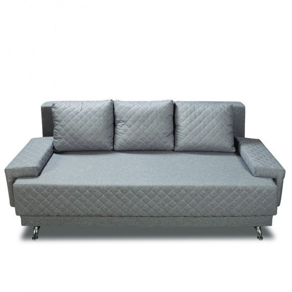 Canapea Extensibila Karla, 3 Locuri, Click Clack, Cu Lada De Depozitare, Argintiu, 212 x 95 x 79 Cm