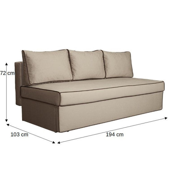 Canapea Extensibila New Modulo, 3 Locuri, Lada Depozitare, Bej si Maro, 194 Cm