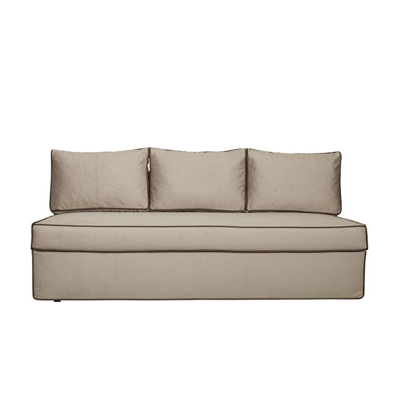 Canapea Extensibila New Modulo, 3 Locuri, Lada Depozitare, Bej si Maro, 194 Cm