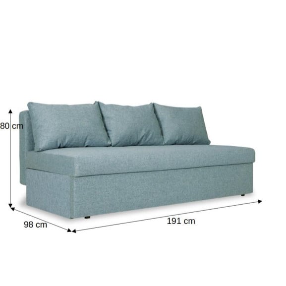 Canapea Extensibila Vario, Cu Lada Depozitare, 3 Locuri, Albastru, 80 x 191 x 98 Cm