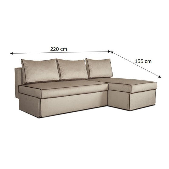 Coltar Extensibil Cu Lada New Modulo, Interschimbabil Stanga/Dreapta, Crem, 220 X 80 X 155 Cm