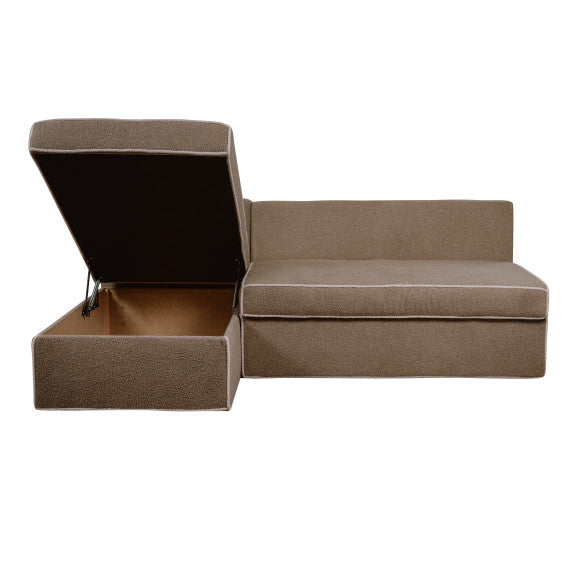 Coltar Extensibil Cu Lada New Modulo, Interschimbabil Stanga/Dreapta, Bej inchis Boucle, 220 X 80 X 155 Cm