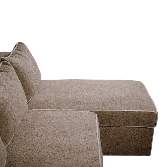 Coltar Extensibil Cu Lada New Modulo, Interschimbabil Stanga/Dreapta, Bej inchis Boucle, 220 X 80 X 155 Cm
