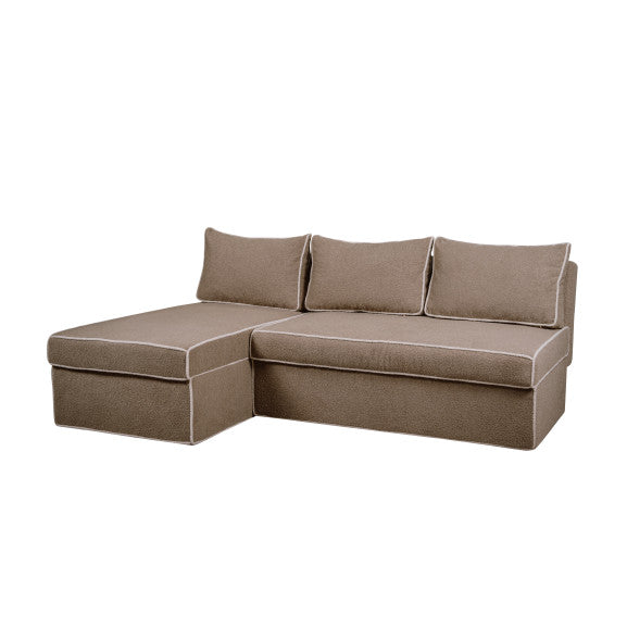 Coltar Extensibil Cu Lada New Modulo, Interschimbabil Stanga/Dreapta, Bej inchis Boucle, 220 X 80 X 155 Cm