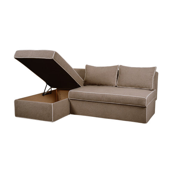 Coltar Extensibil Cu Lada New Modulo, Interschimbabil Stanga/Dreapta, Bej inchis Boucle, 220 X 80 X 155 Cm