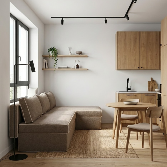 Coltar Extensibil Cu Lada New Modulo, Interschimbabil Stanga/Dreapta, Bej inchis Boucle, 220 X 80 X 155 Cm