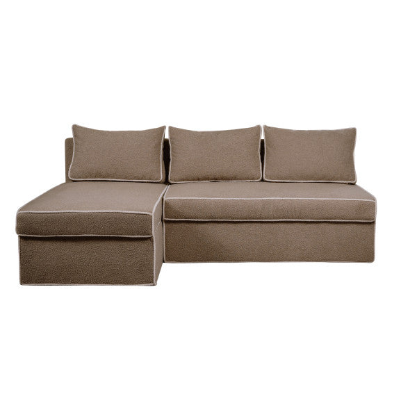 Coltar Extensibil Cu Lada New Modulo, Interschimbabil Stanga/Dreapta, Bej inchis Boucle, 220 X 80 X 155 Cm