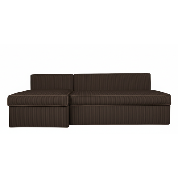 Coltar Extensibil Cu Lada New Modulo, Interschimbabil Stanga/Dreapta,Maro, Catifea raiata, 220 x 80 x 155 Cm