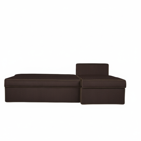 Coltar Extensibil Cu Lada New Modulo, Interschimbabil Stanga/Dreapta,Maro, Catifea raiata, 220 x 80 x 155 Cm
