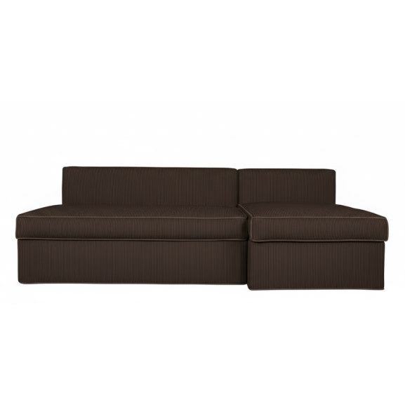 Coltar Extensibil Cu Lada New Modulo, Interschimbabil Stanga/Dreapta,Maro, Catifea raiata, 220 x 80 x 155 Cm