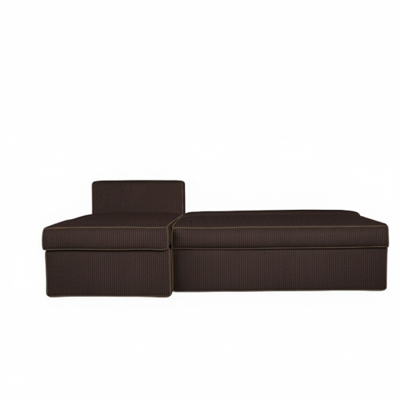 Coltar Extensibil Cu Lada New Modulo, Interschimbabil Stanga/Dreapta,Maro, Catifea raiata, 220 x 80 x 155 Cm