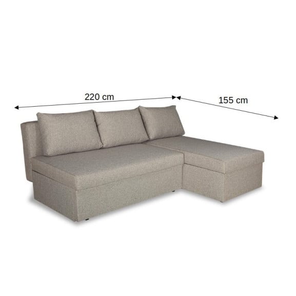 Coltar Extensibil Cu Lada Vario, Interschimbabil Stanga/Dreapta, Gri, 220 X 80 X 155 Cm