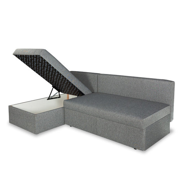 Coltar Extensibil Cu Lada, Vario Interschimbabil Stanga/Dreapta, Gri Inchis, 220 X 80 X 155 Cm